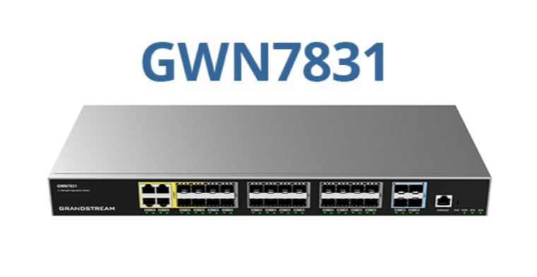Grandstream GWN7831 Enterprise Layer 3 Managed Aggregation Switch, 20 x SFP, 4 x SFP/GigE Combo, 4 x SFP+, Redundant PSU Grandstream GWN7831 Enterprise Layer 3 Managed Aggregation Switch, 20 x SFP, 4 x SFP/GigE Combo, 4 x SFP+, Redundant PSU